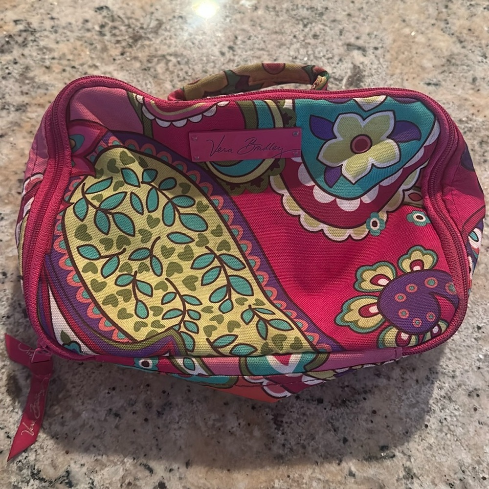 Vera Bradley Pink and Green Paisley Cosmetic Bag